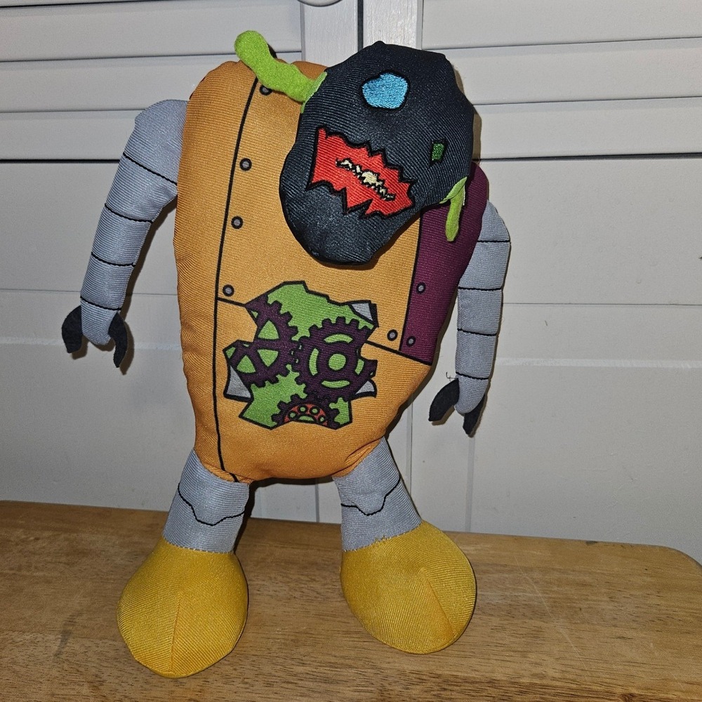National Entertainment Network Zombots Plush Robot Zombie Orange Gray Toy